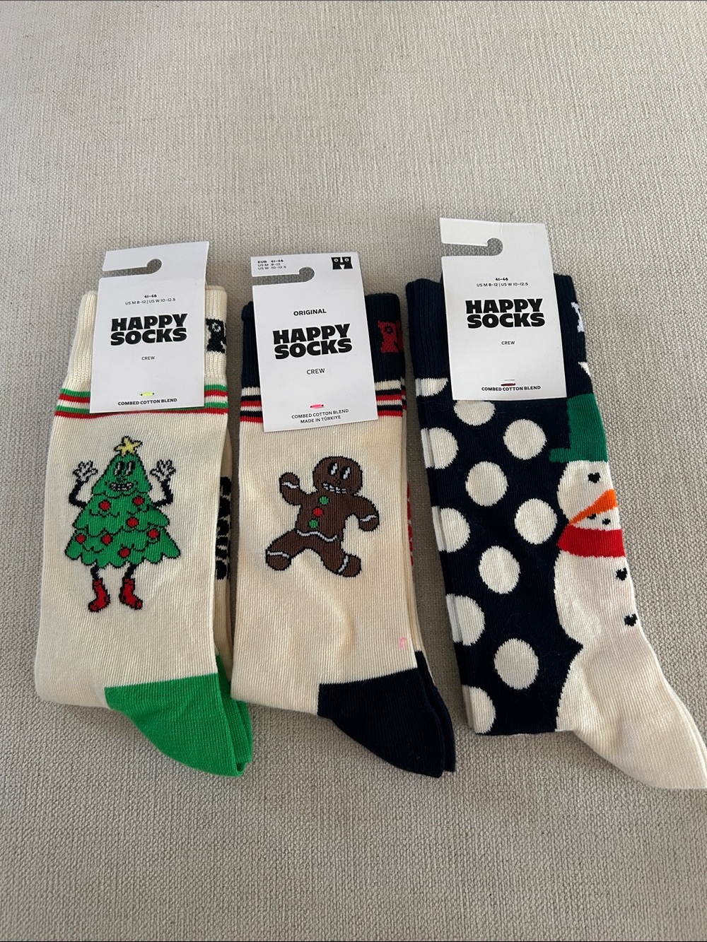 HAPPY SOCKS BUNDKE OF 3 PAIR OF HOLIDAY CREW SOCKS, NEW TAGS